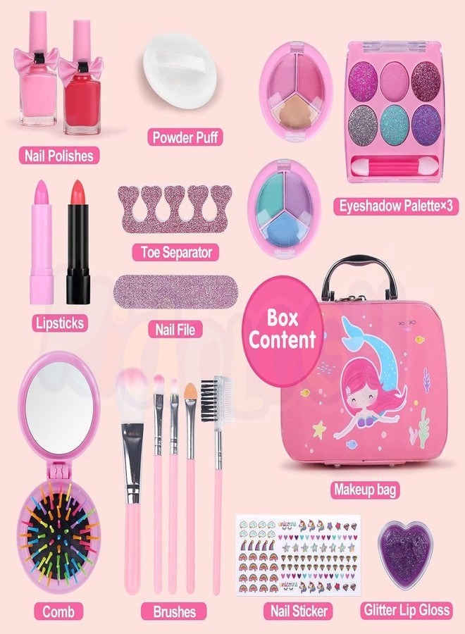 Kidology Kids Makeup Kit for Girl, Unicorn Toys for Girl Real Washable Makeup Girls Princess Play Make Up Toys, Makeup Set for Age 3+ Year Old Christmas & Birthday Gift (Mermaid Suit Case Makeup Set) - Image 2